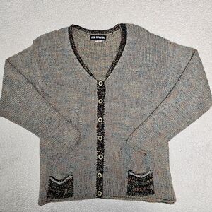 VTG Ani Barrie Knit Cardigan Sweater Multicolor Oversized Sz M 90s USA